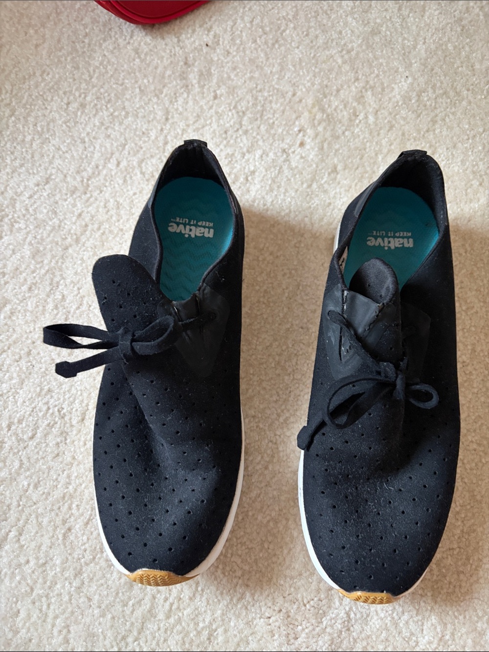 Native Black Slip-On Sneakers with Teal Insoles
